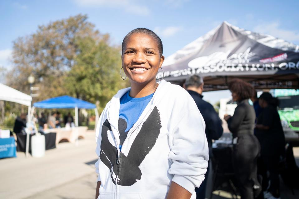 Tara Robinson, 50, CEO and co-founder of the Black Heart Association, a local nonprofit based in Dallas. A mobile testing unit operated by the Black Heart Association provided free screenings as part of its annual appearance at the Phoenix Festival in Fort Worth, Texas on Saturday, Nov. 4, 2023.