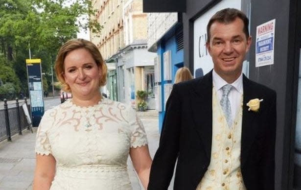 Conservative MP Guy Opperman and his wife Flora on their wedding day