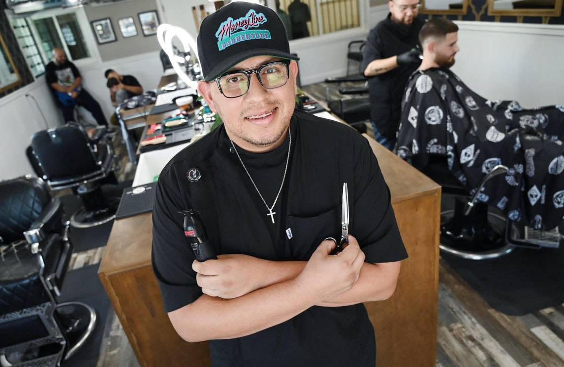 Yuniel Villasenor, owner of Money Line Barbershop, talks about winning the poll for best barbershop in the area Friday, Aug. 26, 2022 in Fresno.