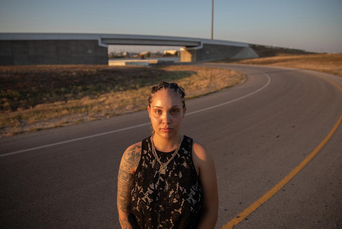 Ashli Streeter poses for a portrait on U.S. Route 190 in Killeen on Sept. 20, 2023.