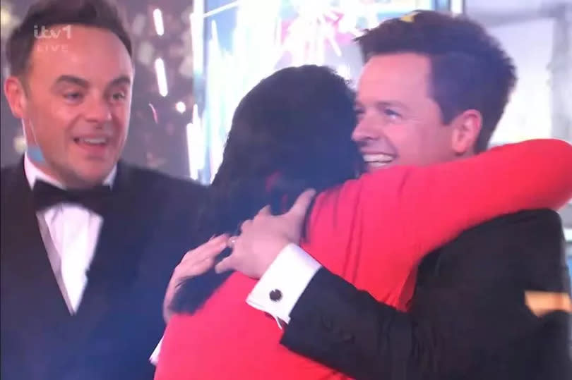 Tasha hugs Dec after winning £250k worth of prizes on Win the Ads during Saturday Night Takeaway