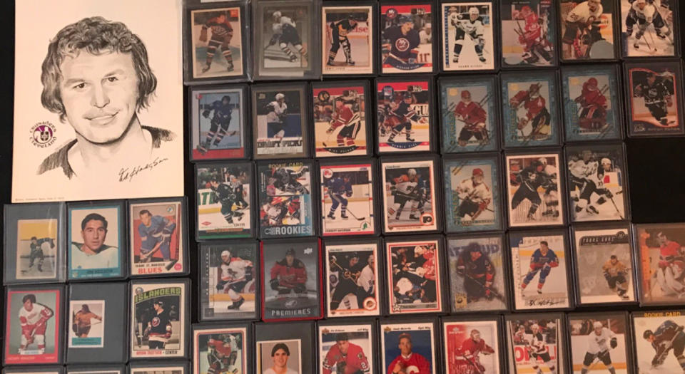 Naim Cardinal posted a photo of his hockey card collection to Twitter last week. (Twitter/@NaimCardinal)