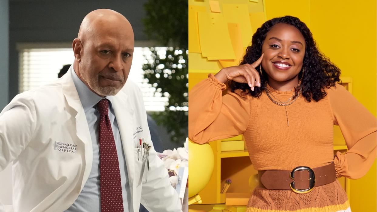  James Pickens Jr. as Webber in Grey's Anatomy with Quinta Brunson as Janine in Abbott Elementary. 