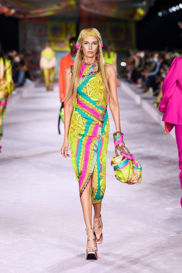 Versace Goes Sky-High For Spring 2022 With Platforms, Minis and Scarf  Prints Galore