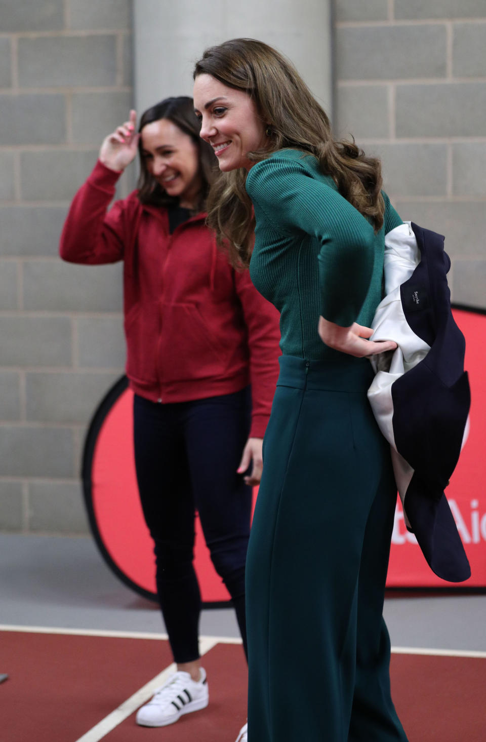 LONDON, ENGLAND - FEBRUARY 26: Catherine, Duchess of Cambridge (R) with heptathlete Jessica Ennis-Hill (L) during a SportsAid Stars event at the London Stadium in Stratford on February 26, 2020 in London, England. (Photo by Yui Mok - WPA Pool/Getty Images)