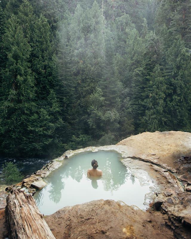 <p><span>Portland</span> tends to be <em>the</em> hotspot destination in Oregon, but to truly get away and relax, you'll want to visit the Umpqua Hot Springs in Glide, Oregon, above the North Umpqua River. At the site, <a rel="nofollow noopener" href="http://soakoregon.com/umpqua-hot-springs/" target="_blank" data-ylk="slk:there are three hot pools;elm:context_link;itc:0;sec:content-canvas" class="link ">there are three hot pools</a> plus campsites and picnic tables — and a decent (or indecent?) number of naked tourists. Viva la vida. <br></p>