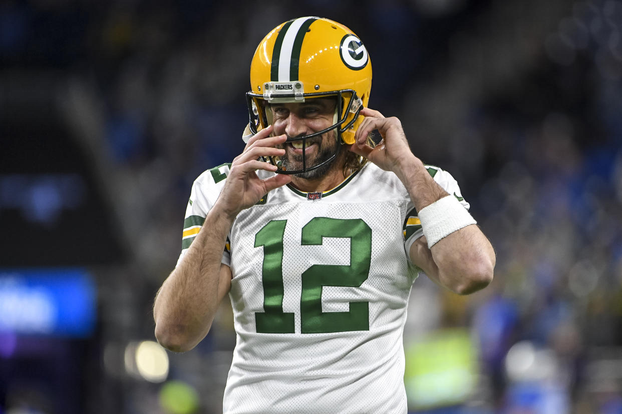 Aaron Rodgers #12 of the Green Bay Packers looks on before the game against the Detroit Lions on Jan. 09. (Nic Antaya/Getty Images)