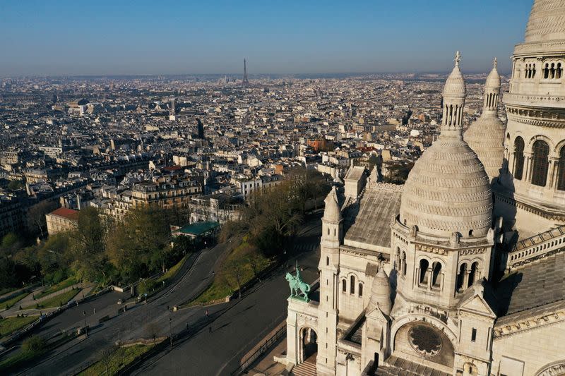 FILE PHOTO: An aerial view of deserted Paris during coronavirus disease outbreak