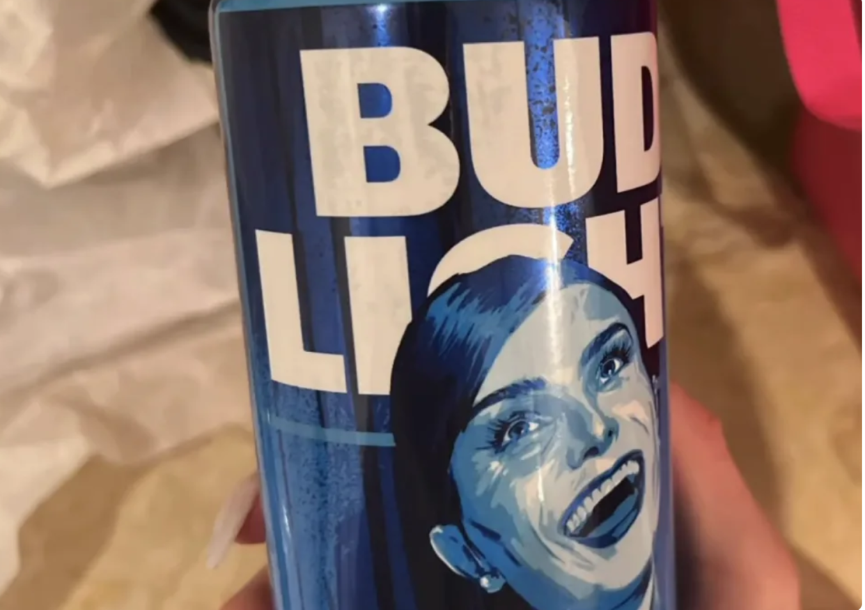Trans influencer Dylan Mulvaney featured on Bud Light can. Photo from Mulvaney's Instagram post.
