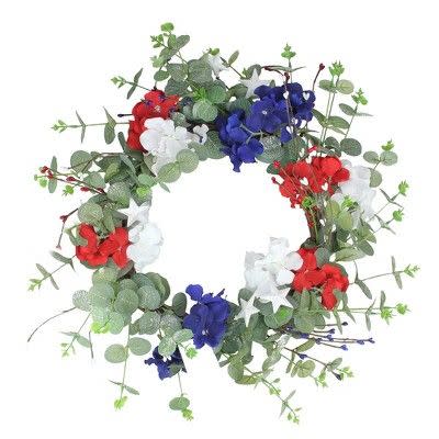 Northlight Patriotic Hydrangea Wreath