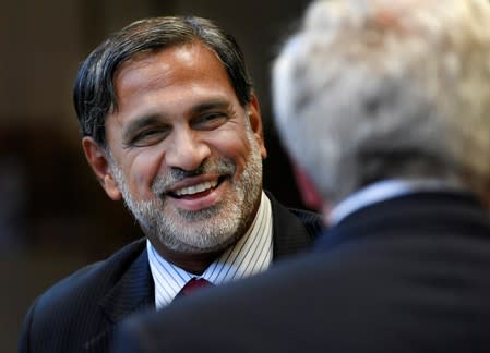 Venu Rajamony, Ambassador of India to the Netherlands is seen at the International Court of Justice before the issue of a verdict in the case of Indian national Kulbhushan Jadhav in The Hague