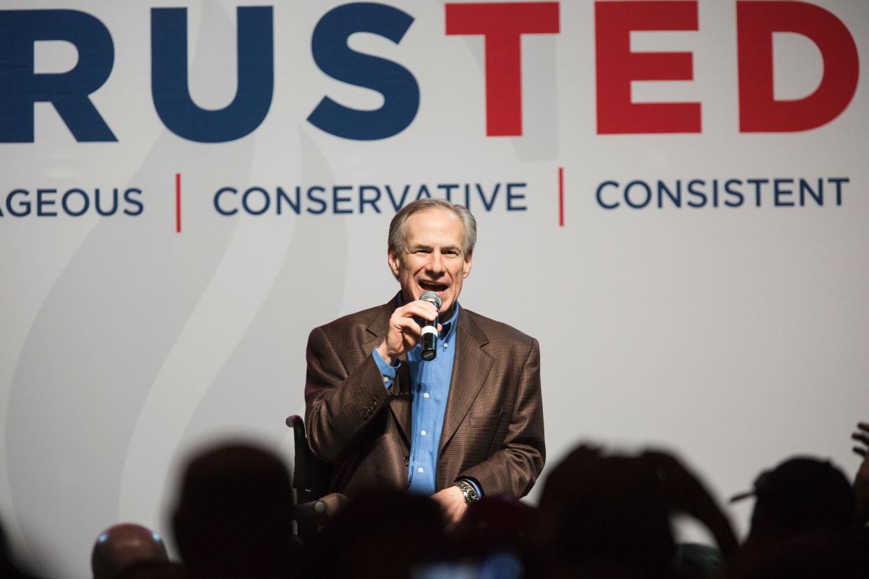 <p>File Image: Texas Governor Greg Abbott on Tuesday announced the decision to life pandemic related mask-wearing mandate </p> (AFP via Getty Images)