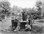 <p>Family with pistols and flags get ready for their Fourth of July celebration, circa 1880s (Photo: Bettmann Archive/Getty Images) </p>