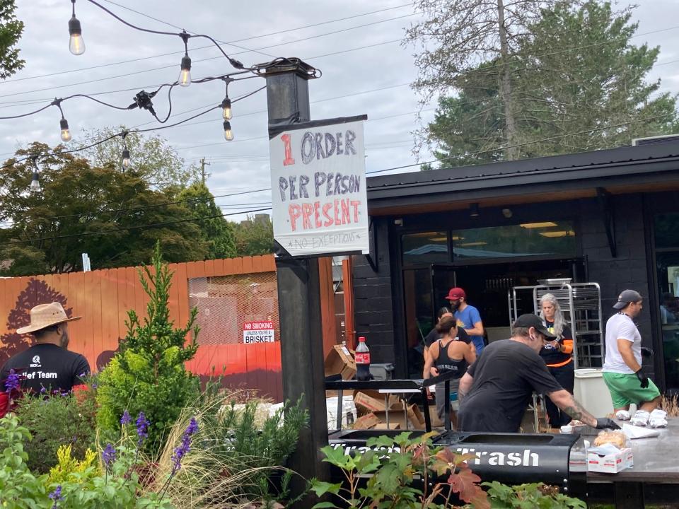 World Central Kitchen is distributing hot meals at Bear's Smokehouse, available beginning at Noon on Sept. 30, at 135 Coxe Ave. downtown Asheville.