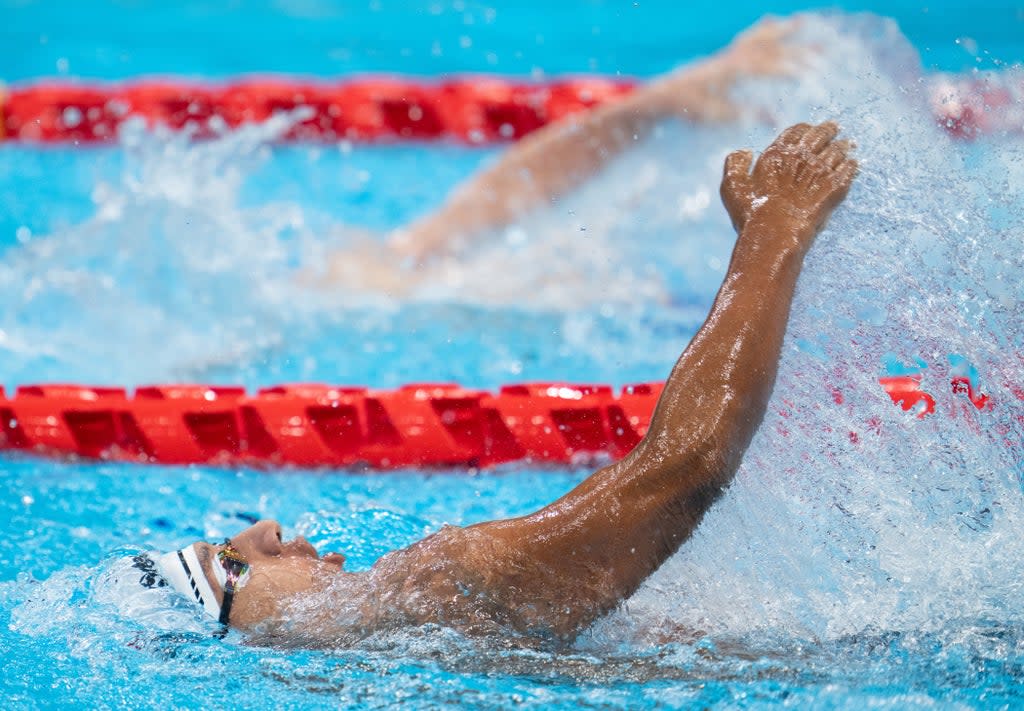 Diego López Díaz compite en la final de natación S3 estilo libre de 200 metros masculino en el Centro Acuático de Tokio el viernes 3 de septiembre de 2021. (OIS/Thomas Lovelock)