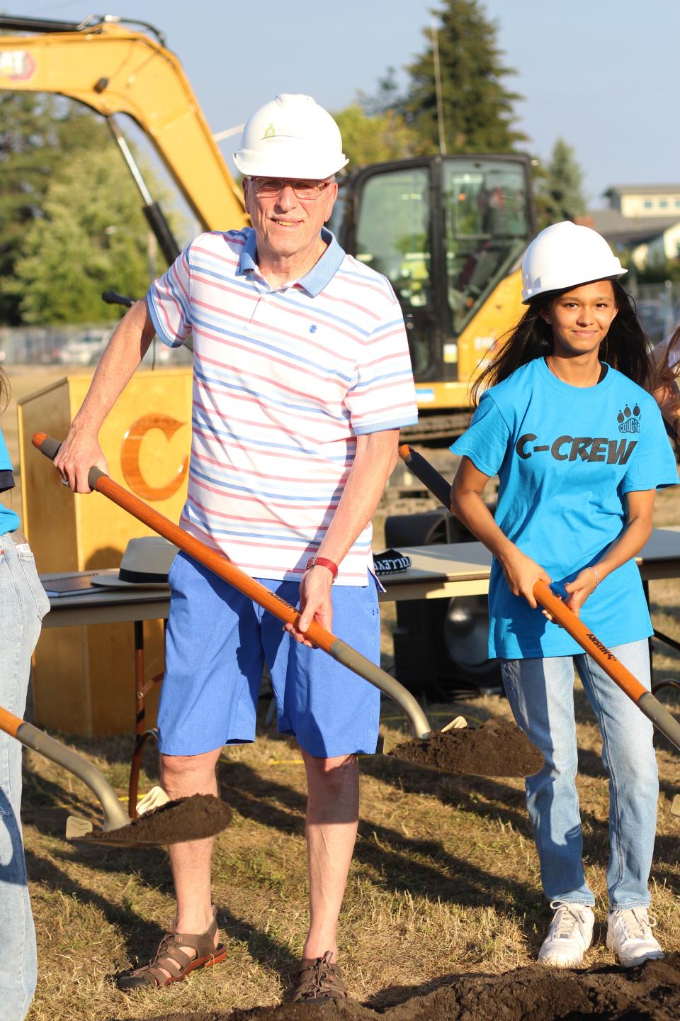 Longtime Bethel School District board member Paul Jorgenson participates in the Cascade Middle School's groundbreaking ceremony, which celebrated the beginning of construction for the new school on Wednesday. Jorgenson attended Cascade the year it opened in 1956.