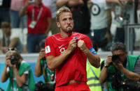 Soccer Football - World Cup - Group G - Tunisia vs England - Volgograd Arena, Volgograd, Russia - June 18, 2018 England's Harry Kane celebrates scoring their second goal REUTERS/Sergio Perez