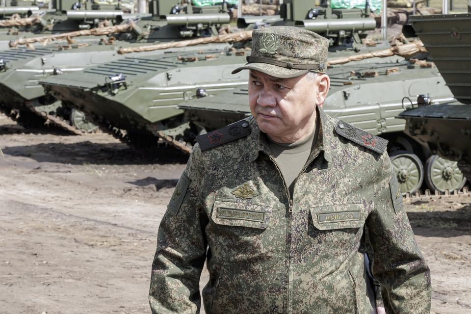 FILE - In his photo taken and released by Russian Defense Ministry Press Service on Thursday, June 8, 2023, Russian Defense Minister Sergei Shoigu inspects the preparation of equipment and weapons for shipment, at an undisclosed location in Russia. Prigozhin, who said he had 25,000 troops to march towards Moscow with him, vowed that his troops would punish Shoigu and urged the army not to offer resistance: “This is not a military coup, but a march of justice.” (Russian Defense Ministry Press Service via AP, File)