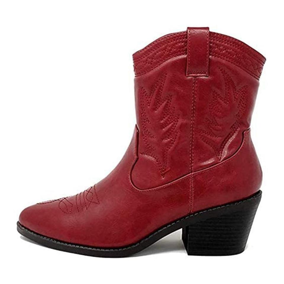 8) Soda Picotee Western Stitched Ankle Boots