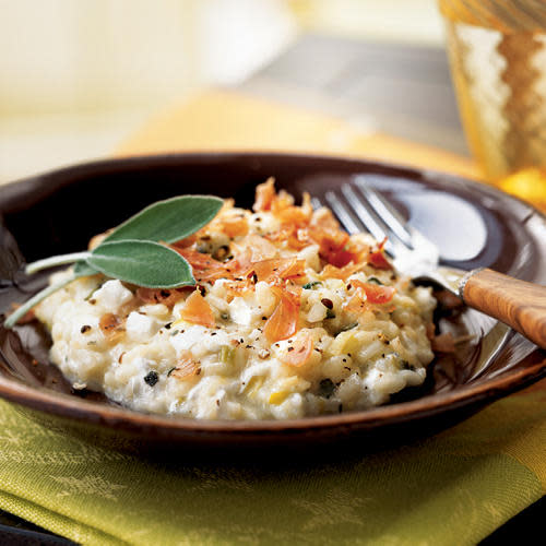 Sage Risotto with Fresh Mozzarella and Prosciutto