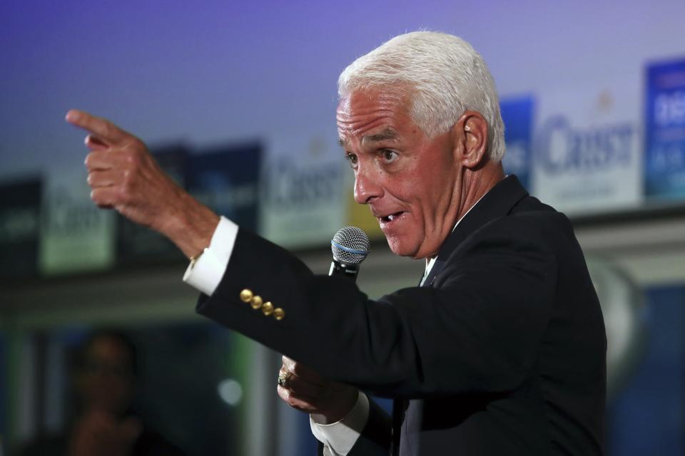 Democratic candidate for Florida governor, Charlie Crist, speaks during a Democratic unity rally at The View at Colony West on Thursday, Aug. 25, 2022 in Tamarac, Fla. (John McCall/South Florida Sun-Sentinel via AP)