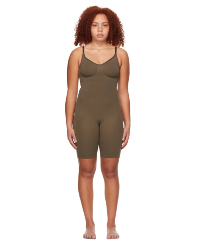 Womens Skims brown Seamless Sculpt Mid-Thigh Bodysuit