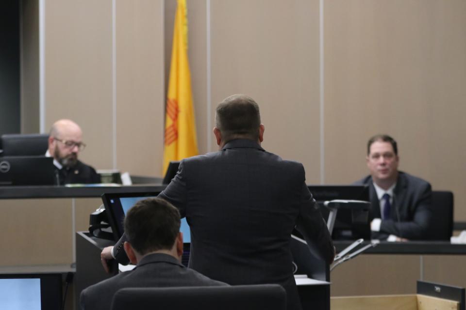 Political analyst Sean Trende testifies during the second day of a trial in which New Mexico Democrats were accused of illegal gerrymandering, Sept. 28, 2023 in Lea County District Court.