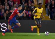 <p>Danny Welbeck launches an Arsenal attack</p>