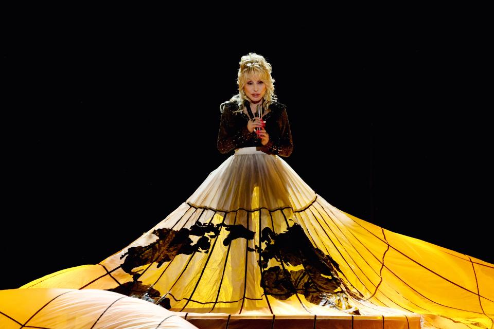 Dolly Parton performing during the 58th Academy Of Country Music Awards in May.