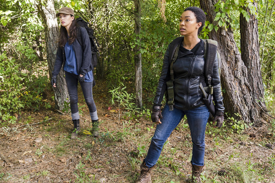 <p>Sonequa Martin-Green as Sasha Williams, Christian Serratos as Rosita Espinosa in AMC’s The Walking Dead. <br>(Credit: Gene Page/AMC) </p>