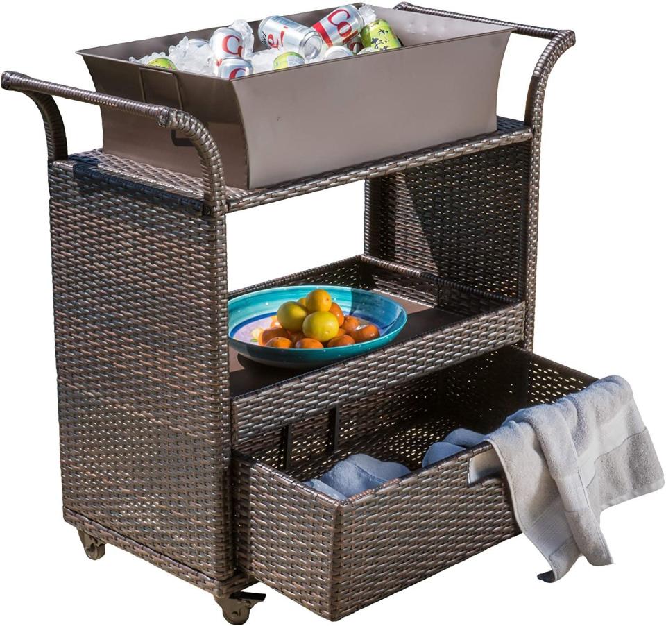 11) Wicker Bar Cart