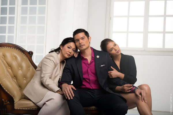 Maricel Soriano, Dingdong Dantes and Lovi Poe in "Ang Dalawang Mrs. Real" (Publicity photo from GMA Network)