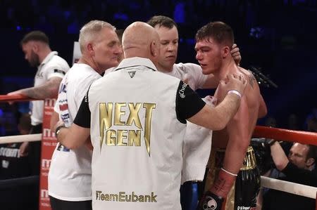 Boxing - Nick Blackwell v Chris Eubank Jnr British Middleweight Title - The SSE Arena, Wembley - 26/3/16 Nick Blackwell after the fight Action Images / Adam Holt