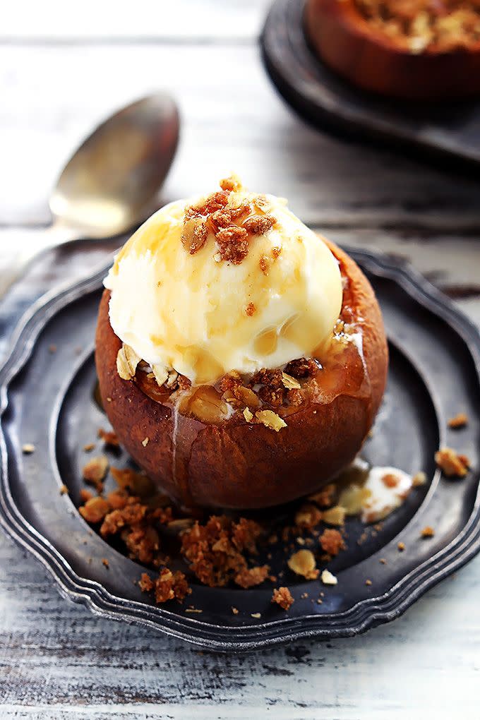 Peach Crisp Stuffed Baked Peaches