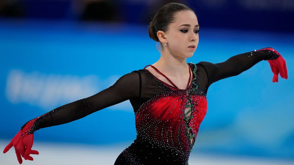 Russian Kamila Valieva competes in the women's free skate program during the figure skating competition at the 2022 Winter Olympics, Thursday, Feb. 17, 2022, in Beijing. - David J. Phillip/AP