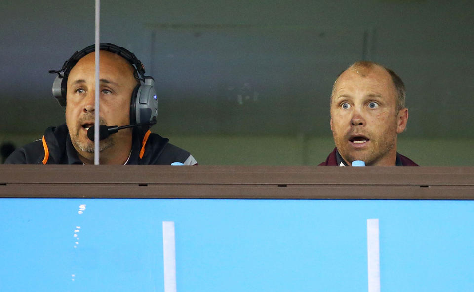 Geoff Toovey, pictured here in the coaches box during a game in 2015.