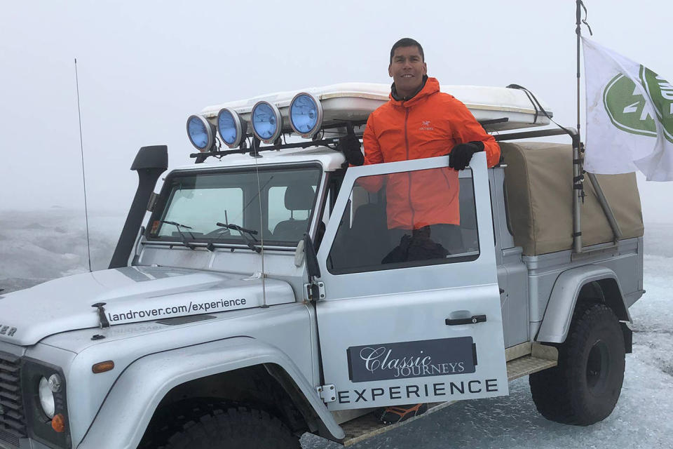 Aboard a Land Rover in the rural expanses of Iceland