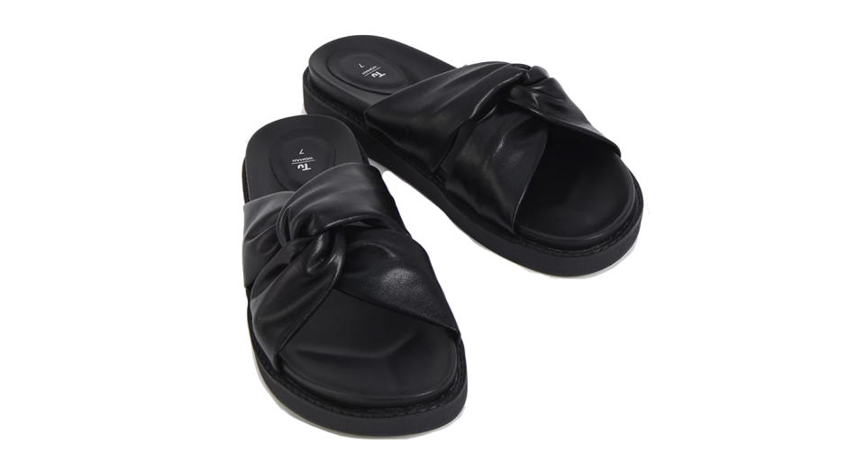 Black Crossover Wedge Sliders