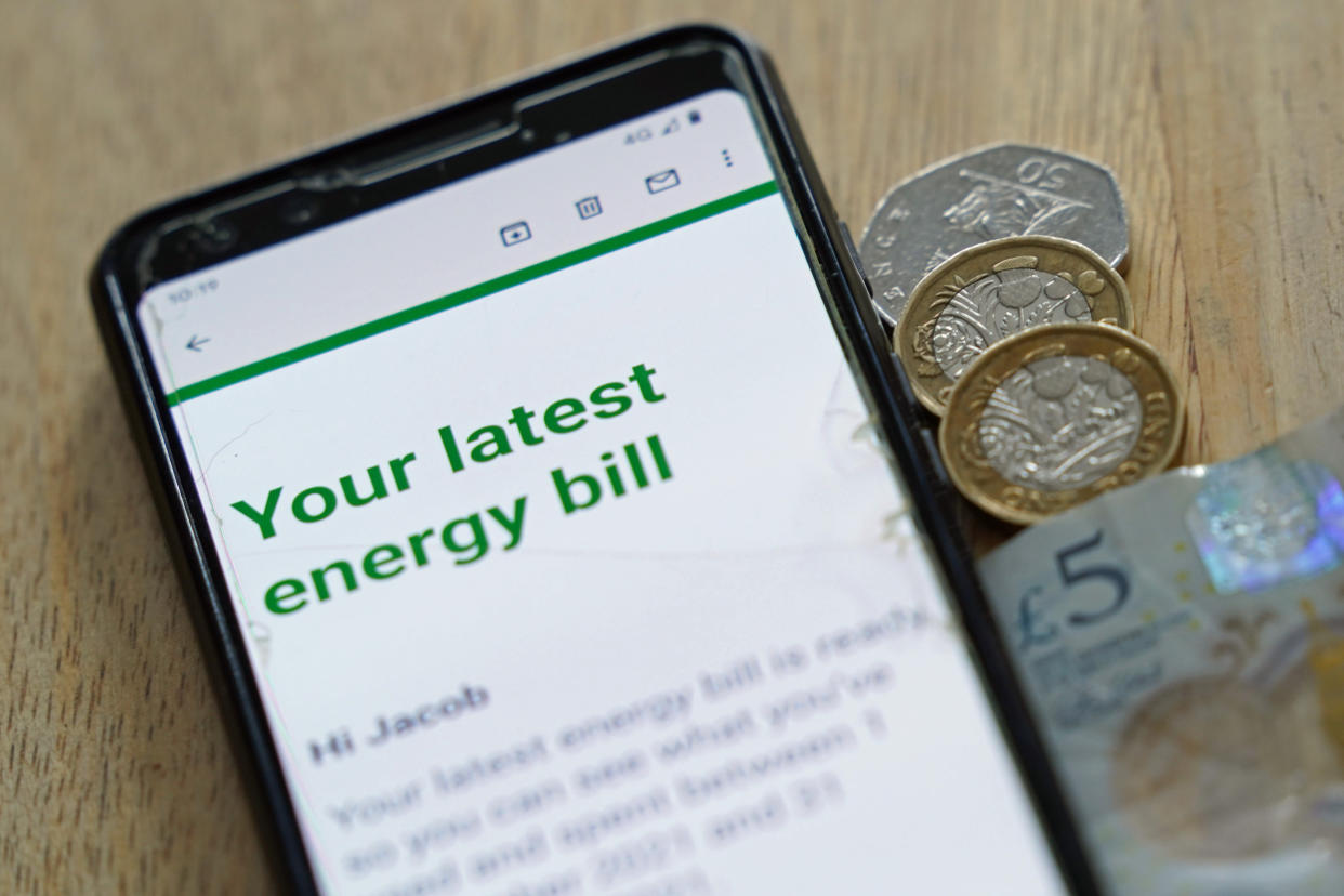 scam An illustration of an online energy bill. Energy prices will rise by �693 a year for millions of households after regulator Ofgem hiked the price cap on bills to �1,971 or 54%. Picture date: Thursday February 3, 2022.