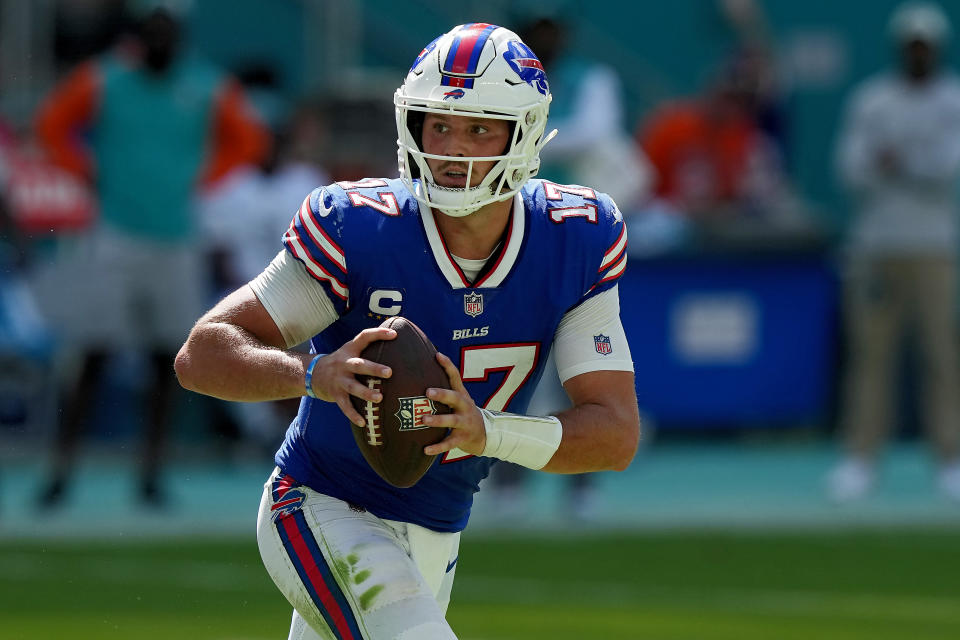 Josh Allen and the Bills are looking to get back on track after a loss in Week 3. (Photo by Eric Espada/Getty Images)