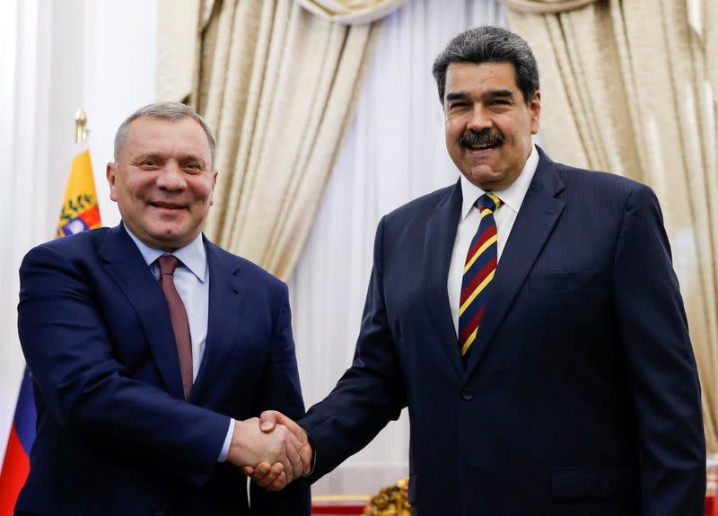 Venezuela's President Nicolas Maduro and Russian Deputy Prime Minister Yuri Borisov meet in Caracas