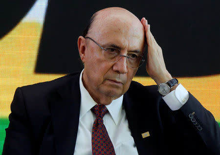 Presidential candidate for Brazilian Democratic Movement party (MDB), former Finance Minister Henrique Meirelles, attends a party meeting in Brasilia, Brazil May 22, 2018. REUTERS/Adriano Machado