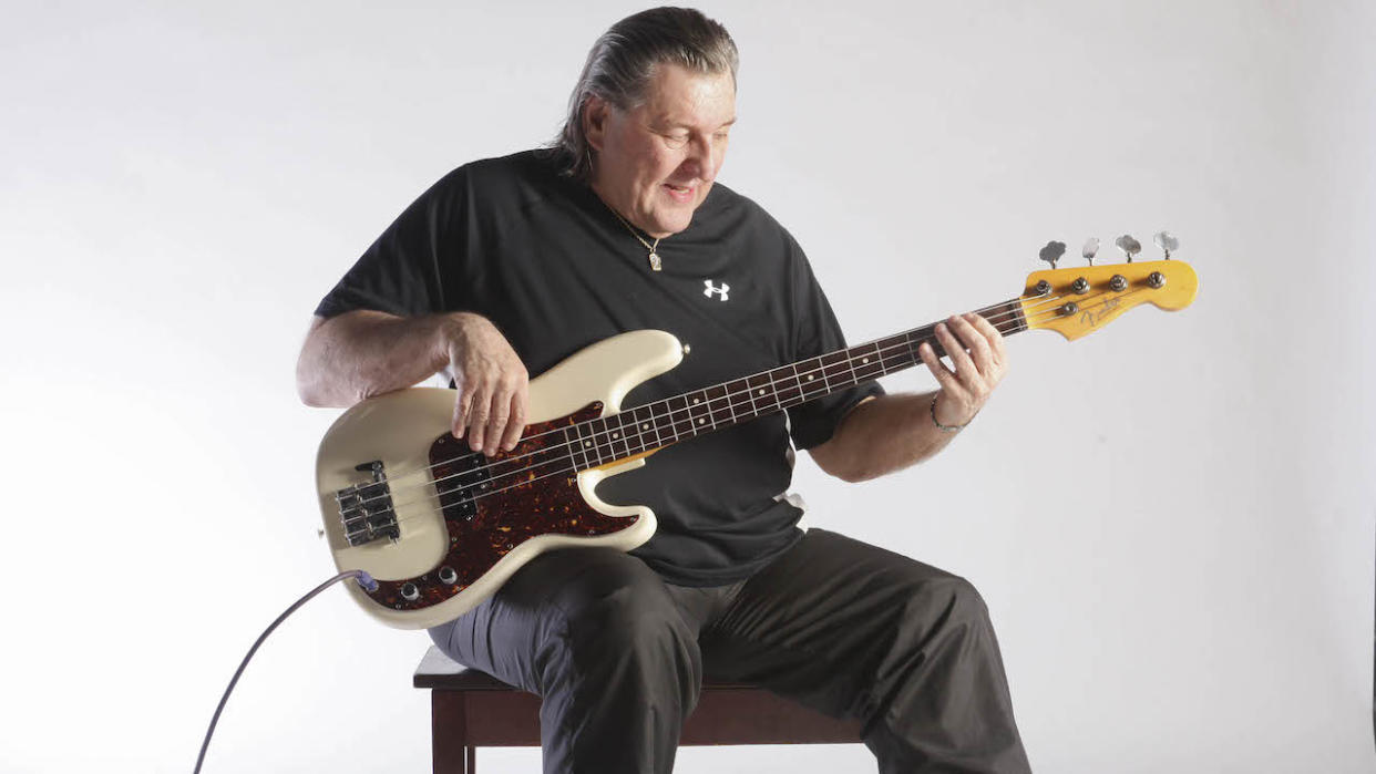  Bass player Bob Babbitt poses during a private photo shoot on April 20, 2010 in Nashville, Tennessee. . 