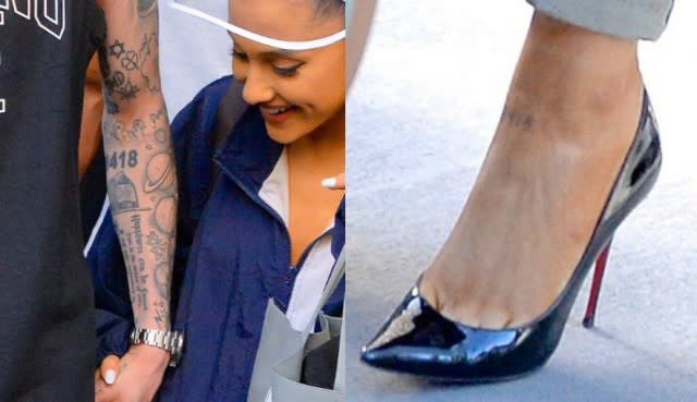 The couple now have words 'mille tendresse' tattooed on the same spot.