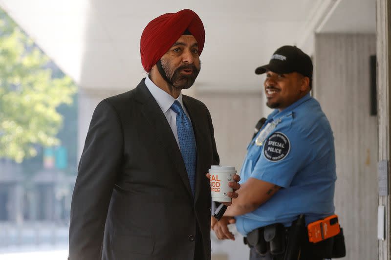 World Bank President Banga arrives for his first day of work at World Bank headquarters in Washington