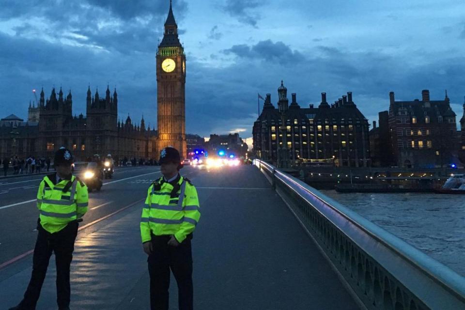 Police officers on duty on Westminster Bridge