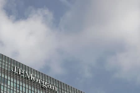 The J.P.Morgan logo is seen at their offices at Canary Wharf financial district in London,Britain, March 3, 2016. REUTERS/Reinhard Krause