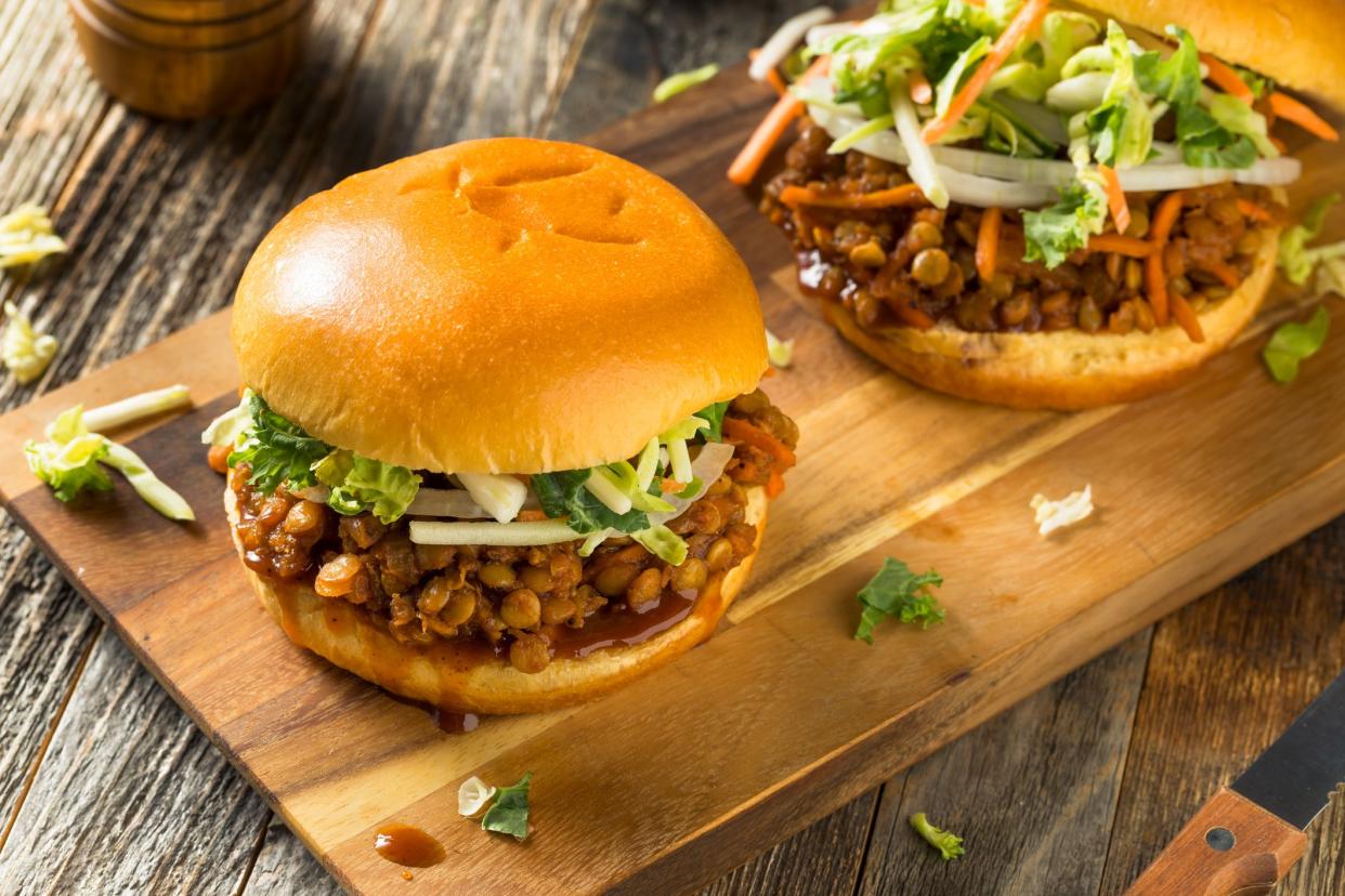 Homemade Healthy Vegan Lentil Barbecue Sandwich with Slaw
