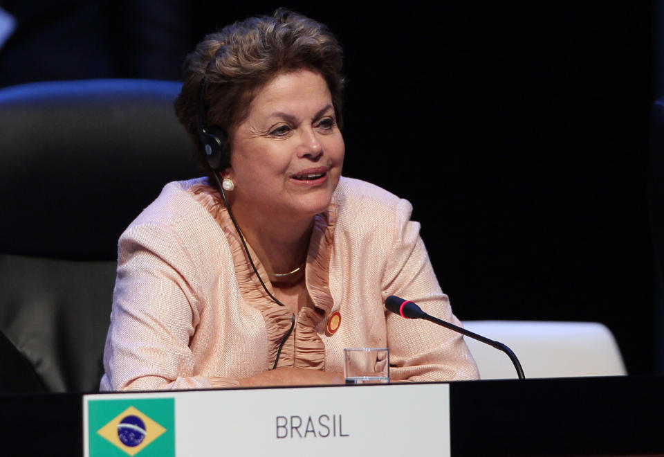 Brazil's President Dilma Rousseff attends a session of the CELAC Summit in Havana, Cuba, Tuesday, Jan. 28, 2014. Leaders from Latin America and the Caribbean are in Cuba to talk about poverty, inequality and hunger at the summit of the Community of Latin American and Caribbean States, or CELAC. (AP Photo/Cubadebate, Ismael Francisco)