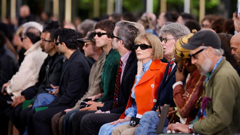 Anna Wintour sits front row at the Louis Vuitton Menswear show